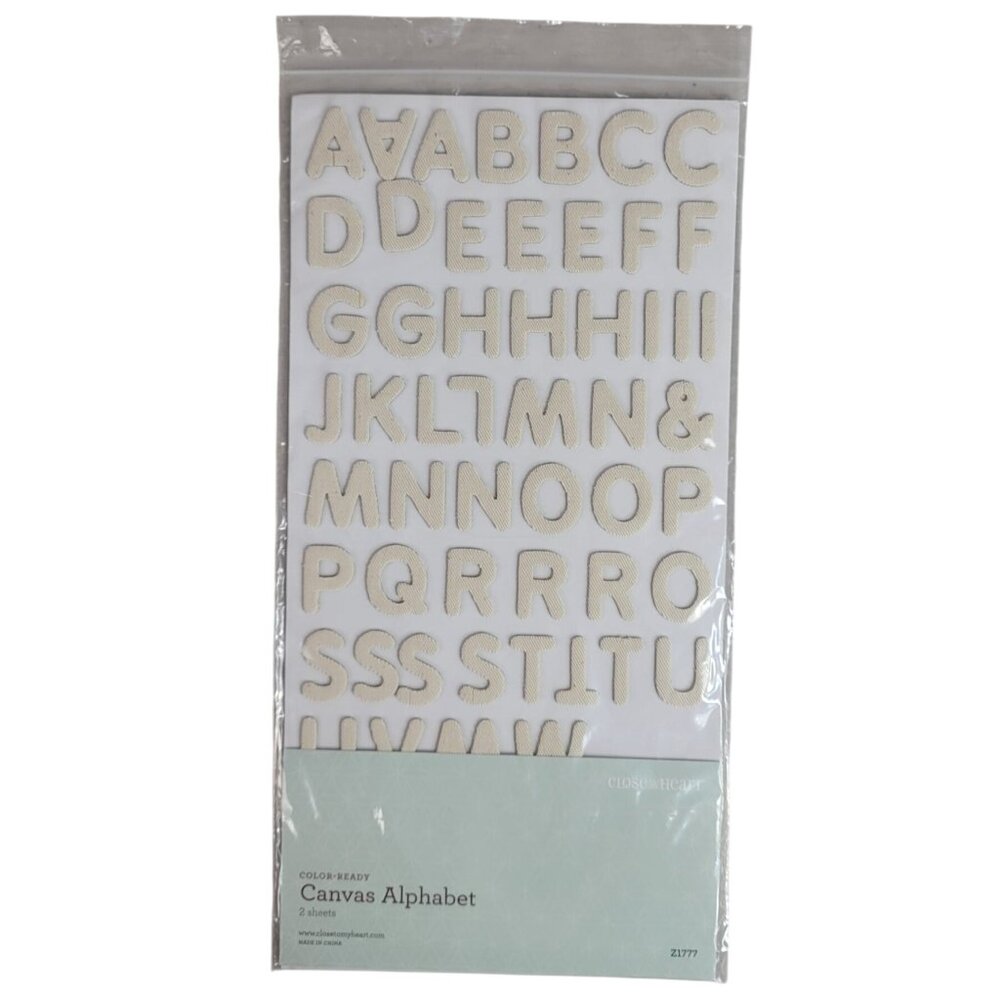 Close to My Heart Canvas Alphabet 2 Sheets Color Ready Scrapbook Z1777 NEW